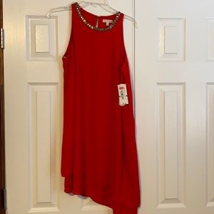 Tomato red sleeveless a-line mini dress